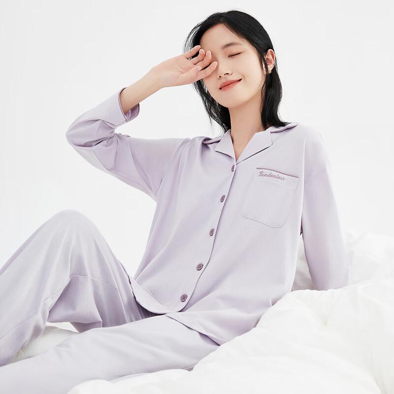 Women s Pure Cotton Lapel Long-Sleeve Loungewear Set 170