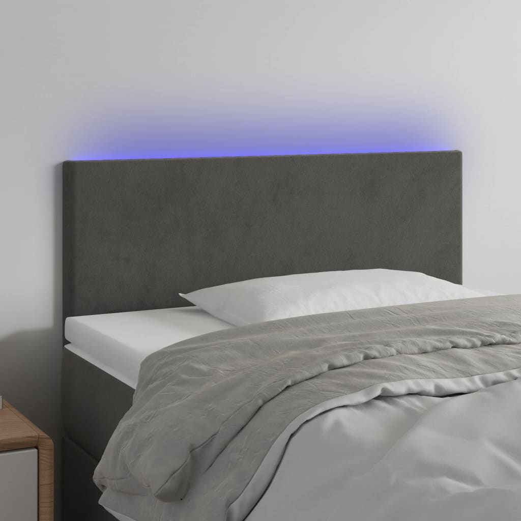 Vidaxl Bed Headboard with LED, Dark Grey, 90X5X78/88 Cm, Velvet