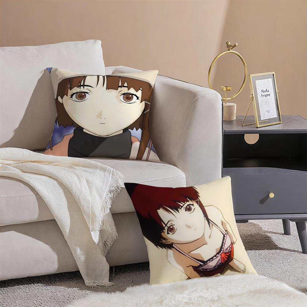 Anime Serial Experiments LLain Anime Movie Cushion Cover Pillowcase Short Plush Invisible zipper Room Sofa Cushion Cover