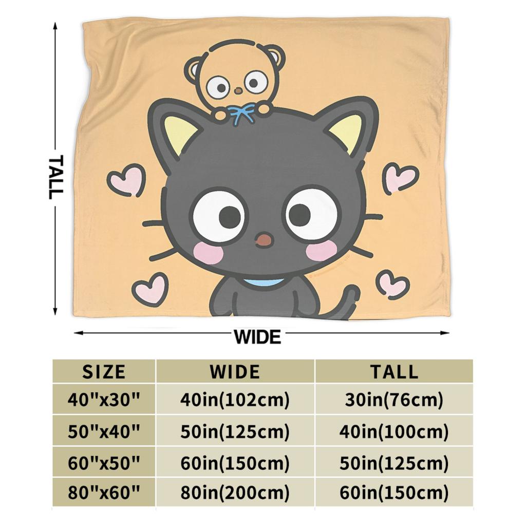 Cute Chococats Warm Soft Blanket Black Cat Students Plush Throw Blanket Street Trend Bedroom Flannel Bedspread Sofa Bed Cover