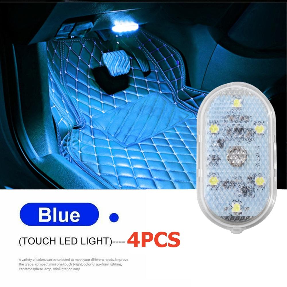4PCS Wireless LED Light Magnetic Touch Light Car Roof Magnets Ceiling Lamp Night Reading Light Reading Lamp Car Interior Lights