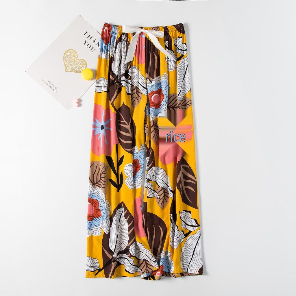 Women's Summer Pajama Pants - Cotton & Rayon, Thin Style, Wide-Leg, Loose Fit, Ideal for Spring & Autumn, Suitable for Home or Outdoors.