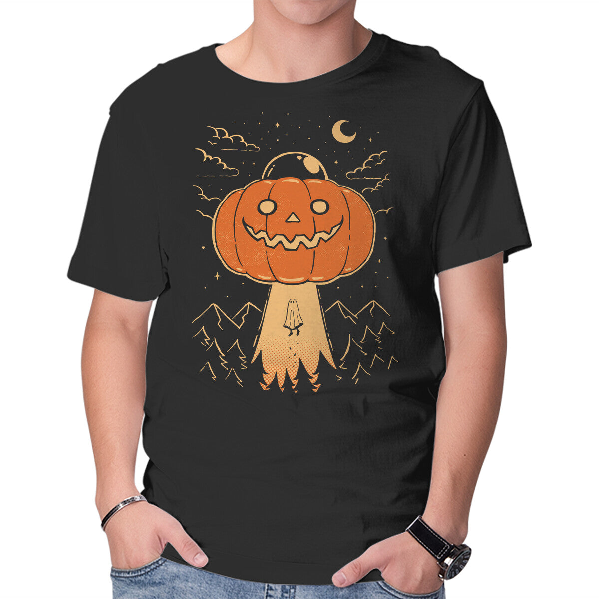 Unisex Crew Neck T-Shirt I Believe In Halloween Graphic Short Sleeve Casual Tee XXXL