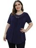 Top Estivo da Donna Taglie Forti con Ruffle in Pizzo a Manica Corta e Cintura (M-4XL)