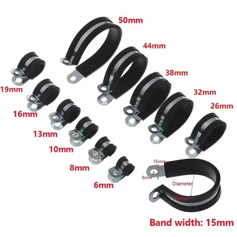 6-50mm Edelstahl Schlauchschelle Gummiummantelte Klemmen Kabelbaum Schlauchschelle R-Typ Rohr Befestigung Halterung Kabelbefestigungen Hardware