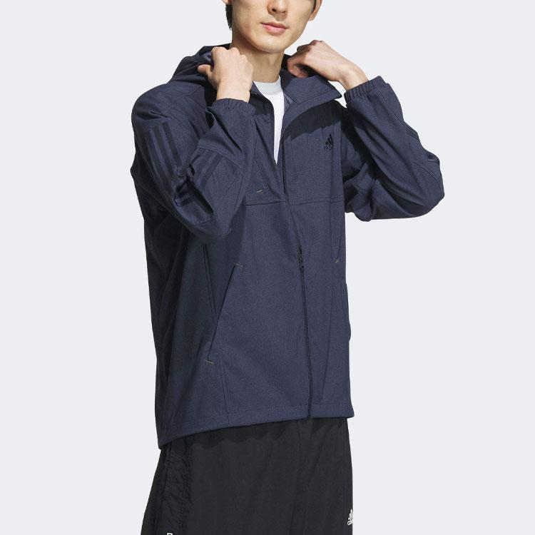 Adidas Aeroready Solid Color Zip Hooded Long Sleeve Jacket Men Jacket Dark-Blue IM8775