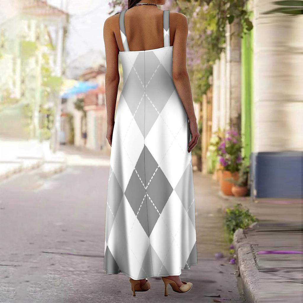 Women's Slip Dress Maxi Long Dress Retro Plaid Print Stitching Print Dress Spring & Summer Leisure Vacation