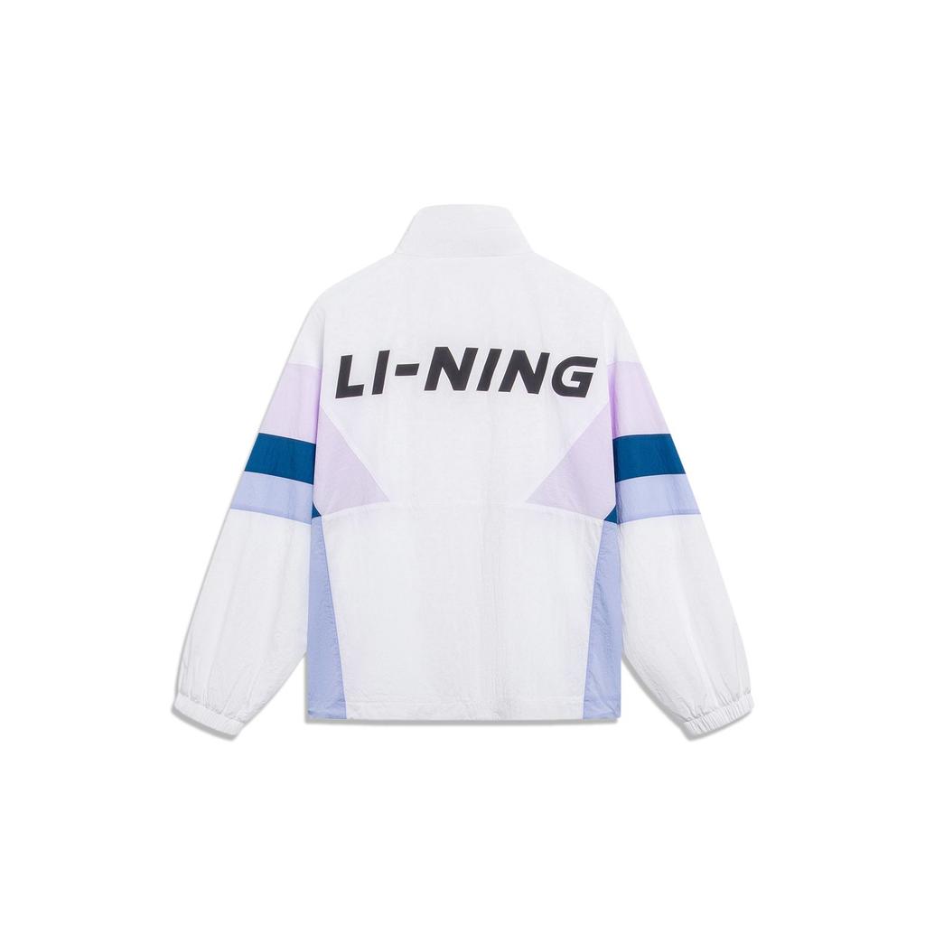 Li Ning Sport Fashion Series Color Block Letter Print Stand Collar Jacket Unisex Jacket White AJDT503-2