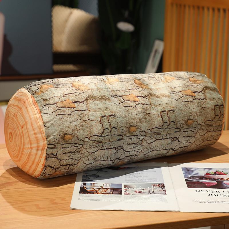 Simulated Stump Wood Throw Pillow Sycamore Tree Cushion Children Plush Toy Long Sleeping Throw Pillow Female Gift
