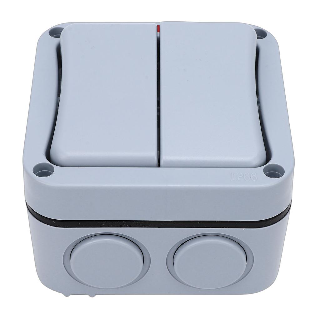 Outdoor Light Switch 20A Weatherproof IP66 Water Proof 2 Gang 2 Way Dual Exterior Electrical Control with Indicator