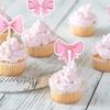 12/24pcs Pink Bowknot Cupcake Toppers Bow Tie Cake Inserts Birthday Party Wedding Party baby shower Cake Decoration Supplies