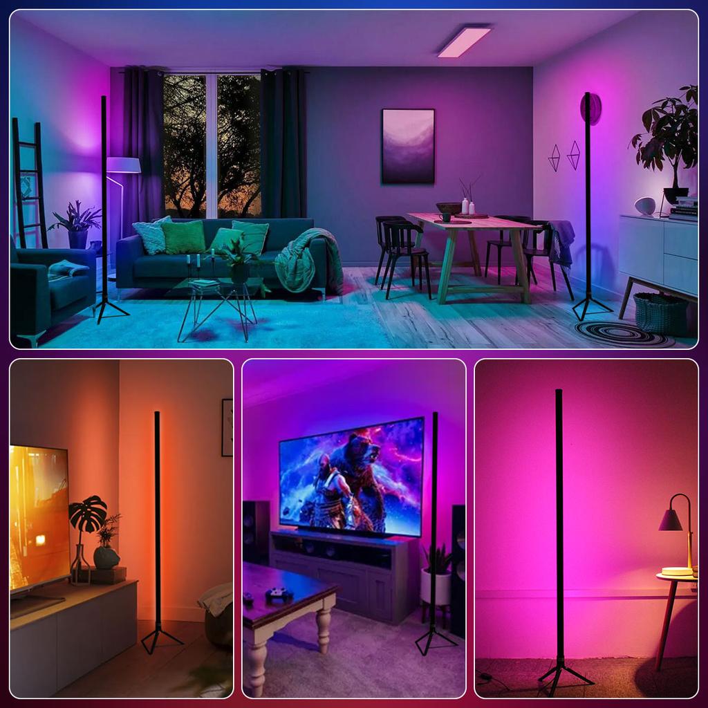 Nordic 120cm Dimmable Standing LED Bar Light Corner Tuya Smart Floor Lamp for Bedroom RGB Mood Lighting Gaming Living Room Decor