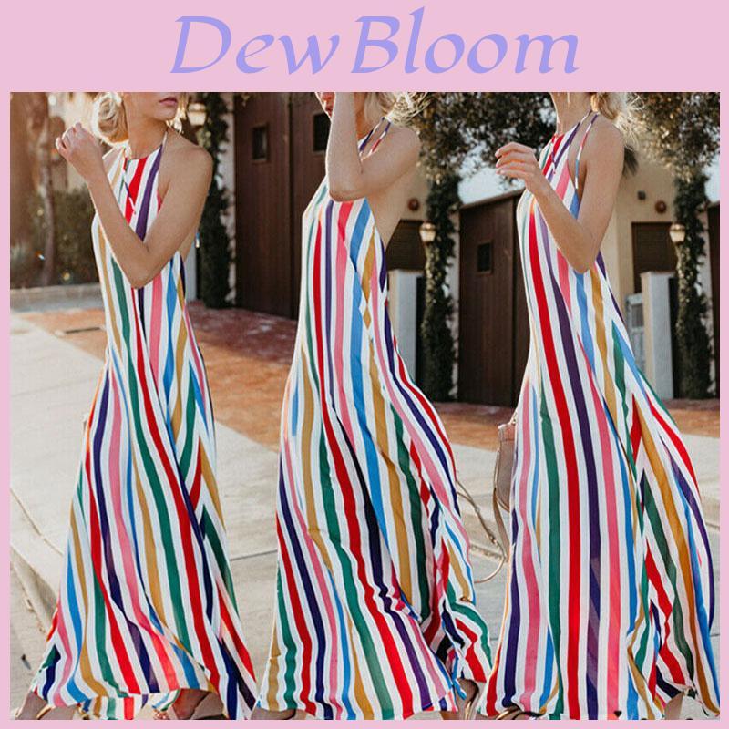 Abito Maxi Lungo Boho Estivo da Donna per la Sera e la Spiaggia, Abbigliamento Casual con Vestibilità Elegante