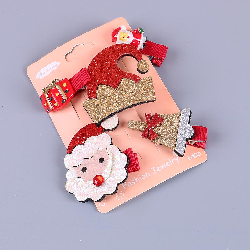 Halloween & Christmas Hair Clips Set: Festive Antler and Santa Claus Designs for Kids & Adults