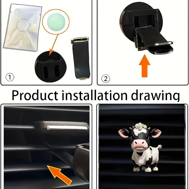 1PC Cute cow acrylic flat suitable for car air vents, aromatherapy clip, car interior decoration