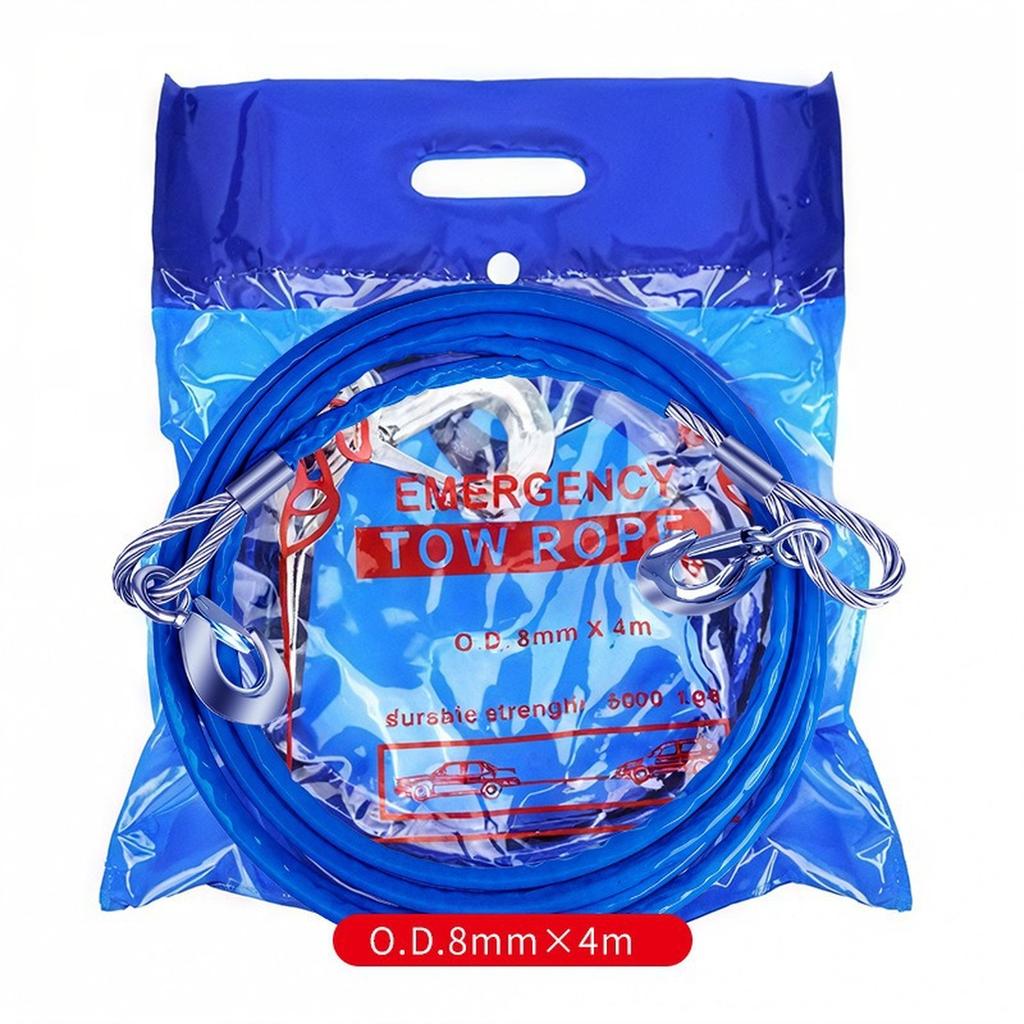 Heavy-Duty Tow Strap Steel Wire Towing Strap Car Supplies - High Tensile Strength For Truck Boats Motorcycles