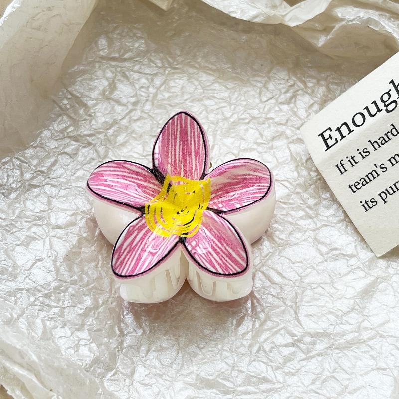 Romantic Frangipani Hair Clips with Printed Hairpins and Flower Hairpins for The Back of The Head