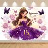 Quincea? Era 15th Birthday Polyester Background - Perfect for Indoor/outdoor Parties, Live Streaming and Decorating