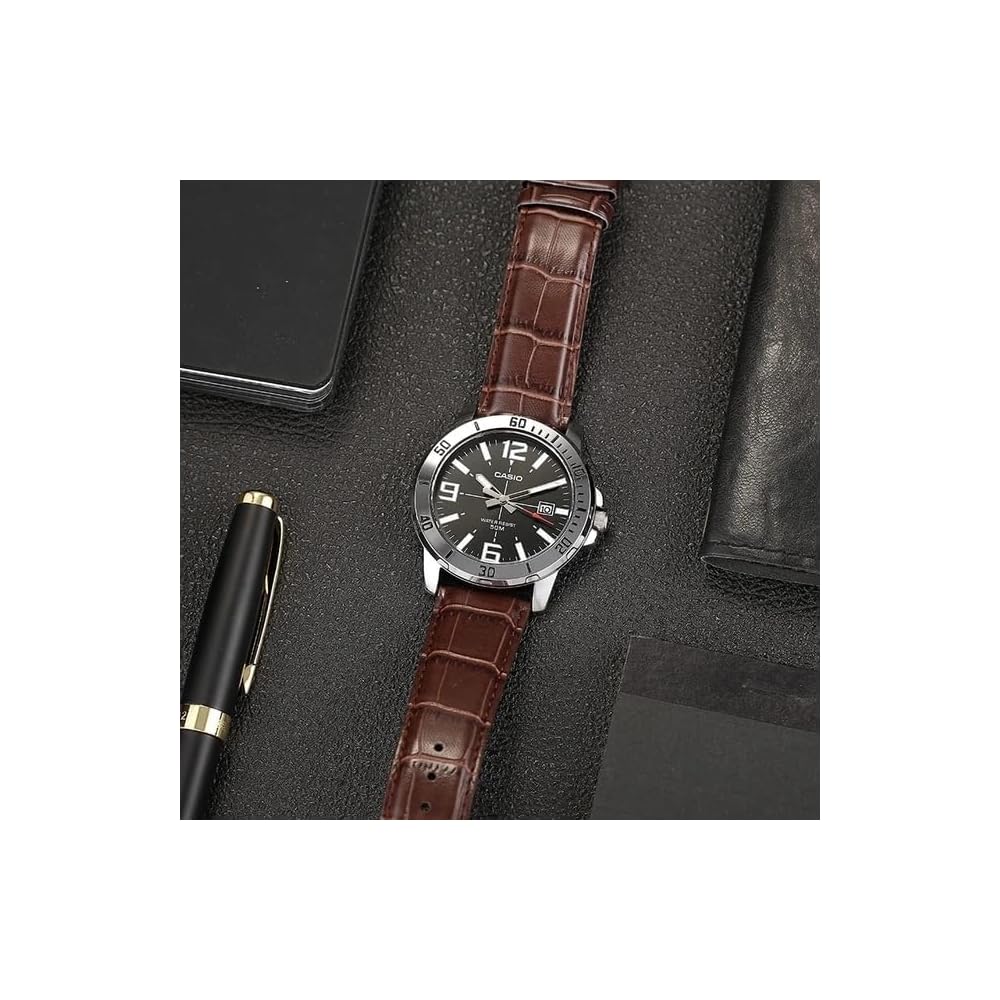 Casio MTP-VD01L-1BV Men's Enticer Stainless Steel Black Dial Casual Analog Watch