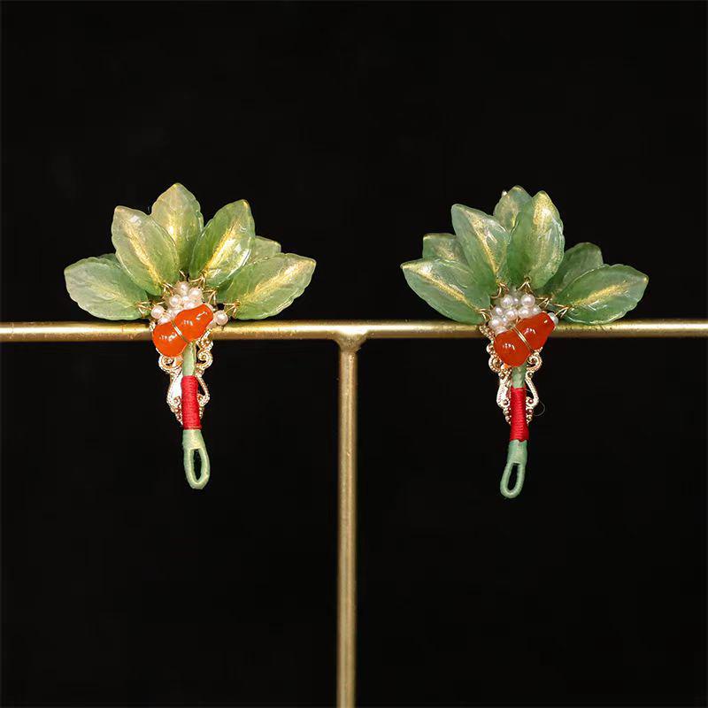Pink Fairy Glaze Flower Hair Clip - Hanfu Peach Blossom Headdress for Girls