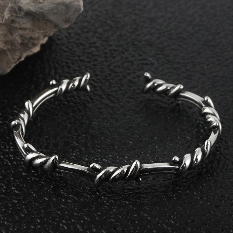 Unique Dark Gothic Thorn Punk Bracelet Stainless Steel Adjustable Closure for Men and Women Gift for Fashion Enthusiasts