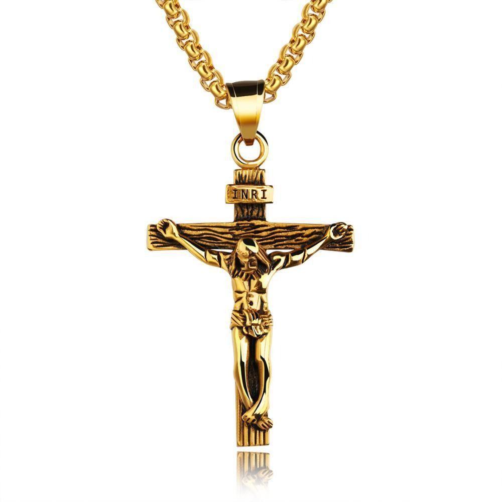 Street Style Metal Clavicle Chain Men Double Layer Choker Korean Style Jewelry Jesus Cross Necklace