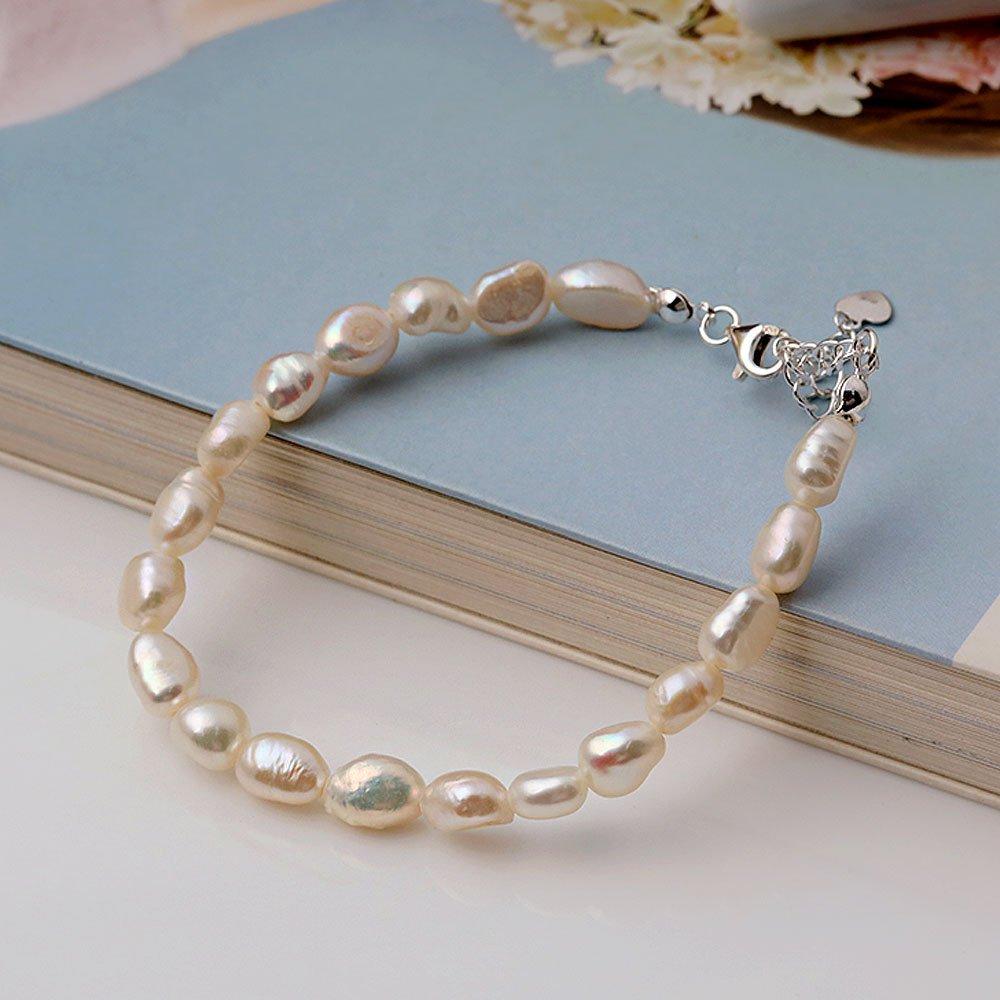 

92.5 Silver Irregular Pearl Bracelet