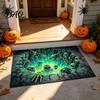 3D Optical Illusion Rug Skeleton Halloween Rug, Spooky Entrance Depth Soft Crystal Velvet Carpet Pattern Non-Slip Floor Mat for Living Room
