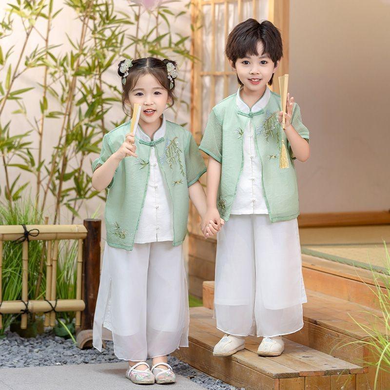 Traditional Chinese Hanfu for Kids: Tang Dynasty-Inspired Outfits for Boys and Girls, Perfect for Performances and Sibling Matching.