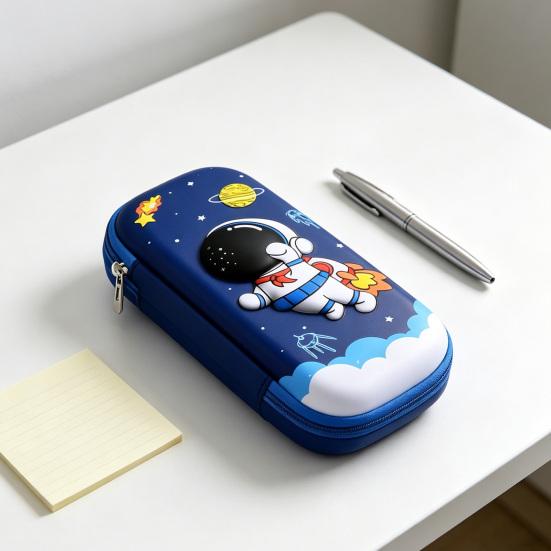 Pencil Case Space-Themed Design Large Capacity Extra Large Pencil Pouch Multiple Compartments Smooth Zipper Stationery Organizer
