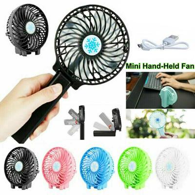 1Pc Mini Hand Held Fan Portable Folding Desk Fan Cooler Cooling USB Rechargeable Fan