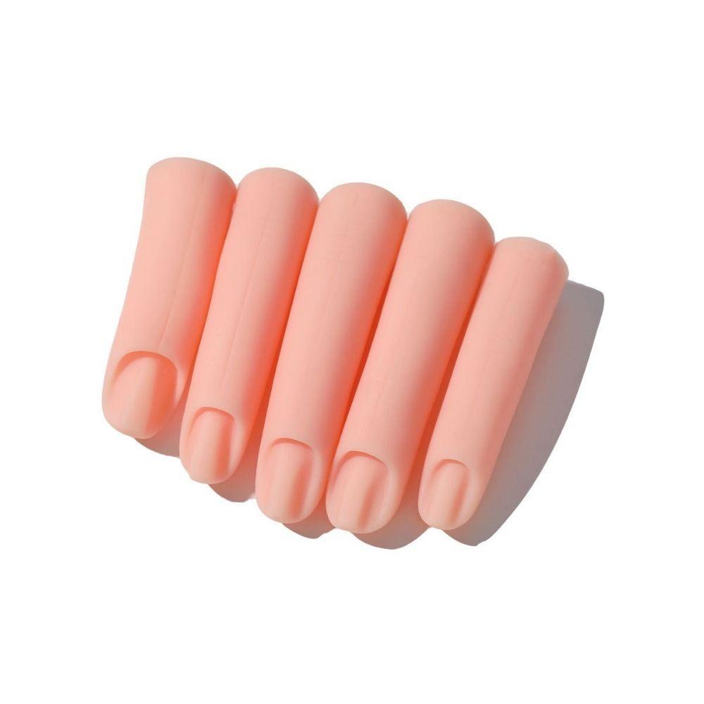 5Pcs/Set Display Stand Silicone Practice Fingers Silicone Nail Art Practice Hand  Manicure Training
