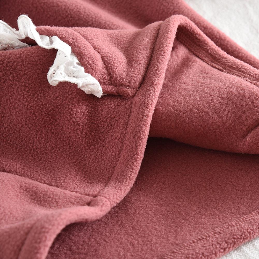 Winter Baby Girls' Cute Lace Lantern Sleeve Fleece Top & Long Pants Korean Style Two-Piece Set