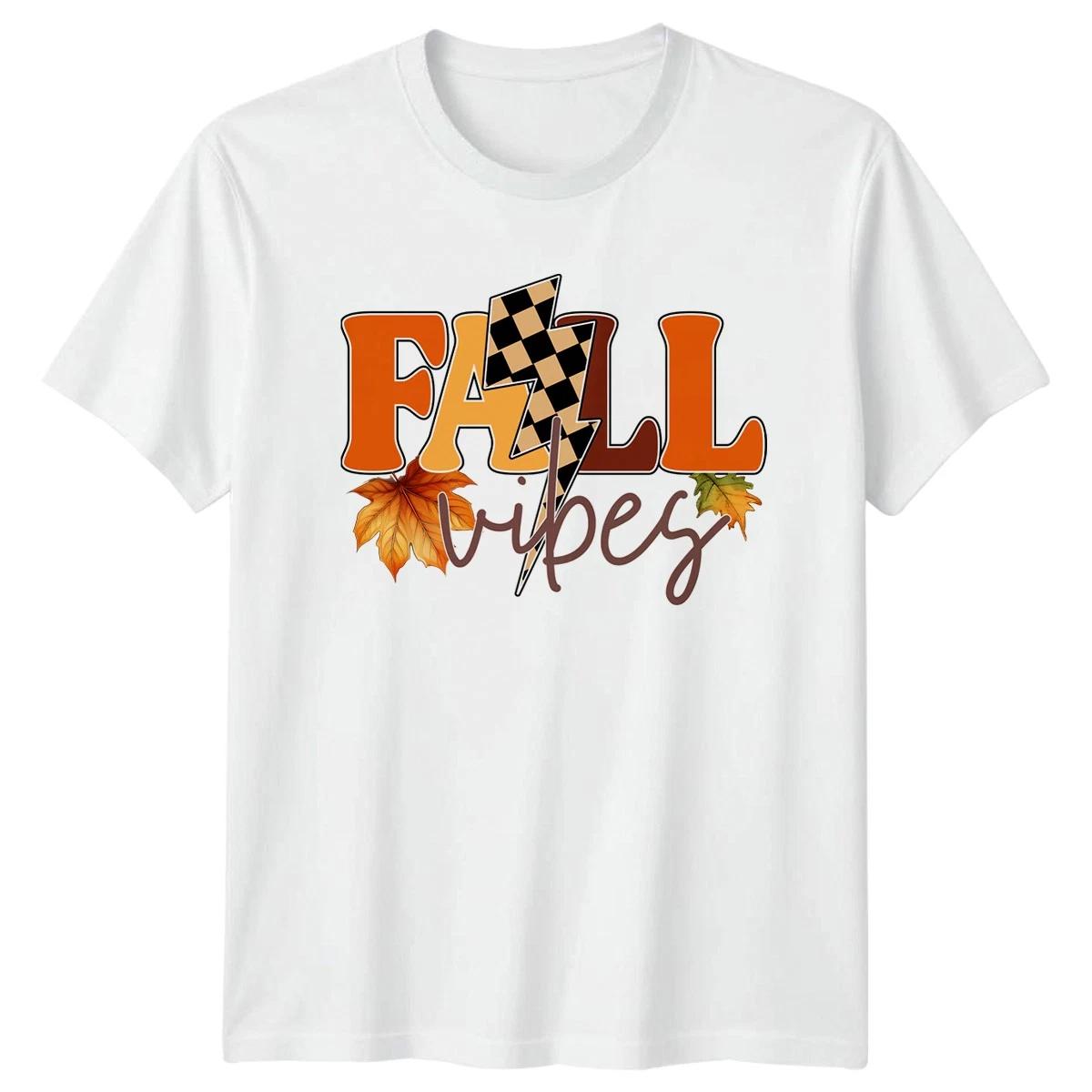 Fall Vibes Womens T-Shirt Retro Fall Autumn Thanksgiving Gift For Her L