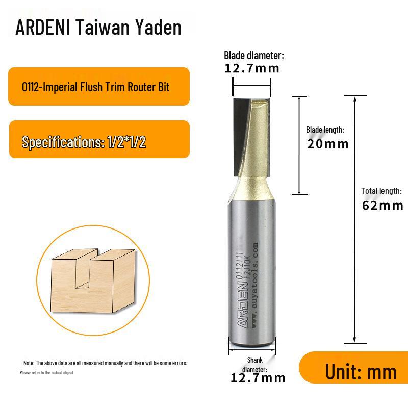 Yaden Metric Flat Bottom Woodworking Cutter: Slotting, Rebating, Milling, Trimming, Engraving, & Router.