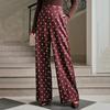 Women's Vintage Polka Dot Wide Leg Pants High Waist Loose Fit Casual Trousers with Pockets Suitable for Daily Wear and Office
