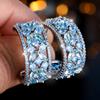 Delicate Green Cubic Zirconia Stud Earrings Ethnic Style Hollow Flower Earrings Charm Silver Color Wedding Earrings For Women