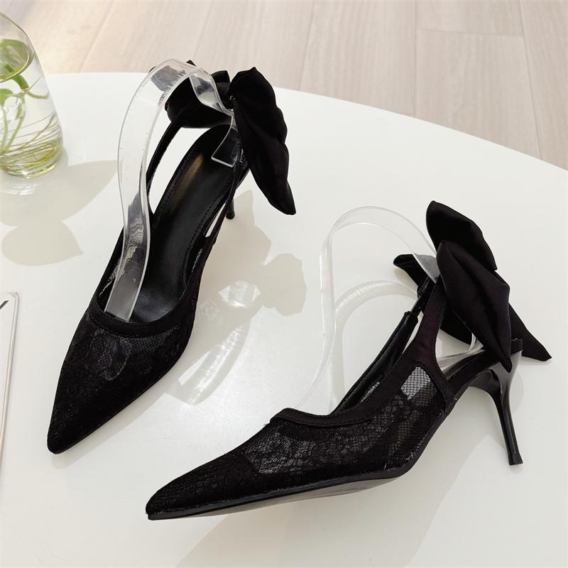 Fashion Eilyken Fashion Mesh Women Pumps Sandal Thin High Heel Pointed Toe Ladies Elegant Slingback Hollow Out Shoes Zapatos Mujer