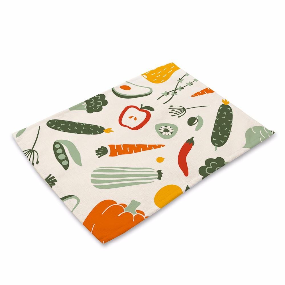 

Kawaii Fruit Strawberry Food Placemat Bread Vegetable Kitchen Decor Cotton Linen Dining Table Coaster Pad Bowl Coffee Cup Mat 2pcs 30x45cm