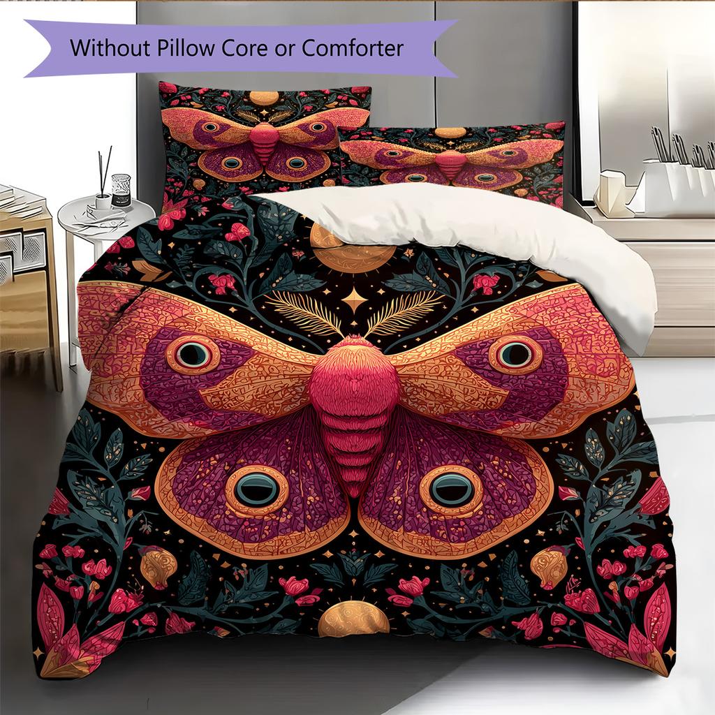 Moon Butterfly  Pattern Bedding Quilt Set Quilt Cover Pillowcase Home Decoration  Gift (1 * duvet cover + 2 * pillowcase, without core)