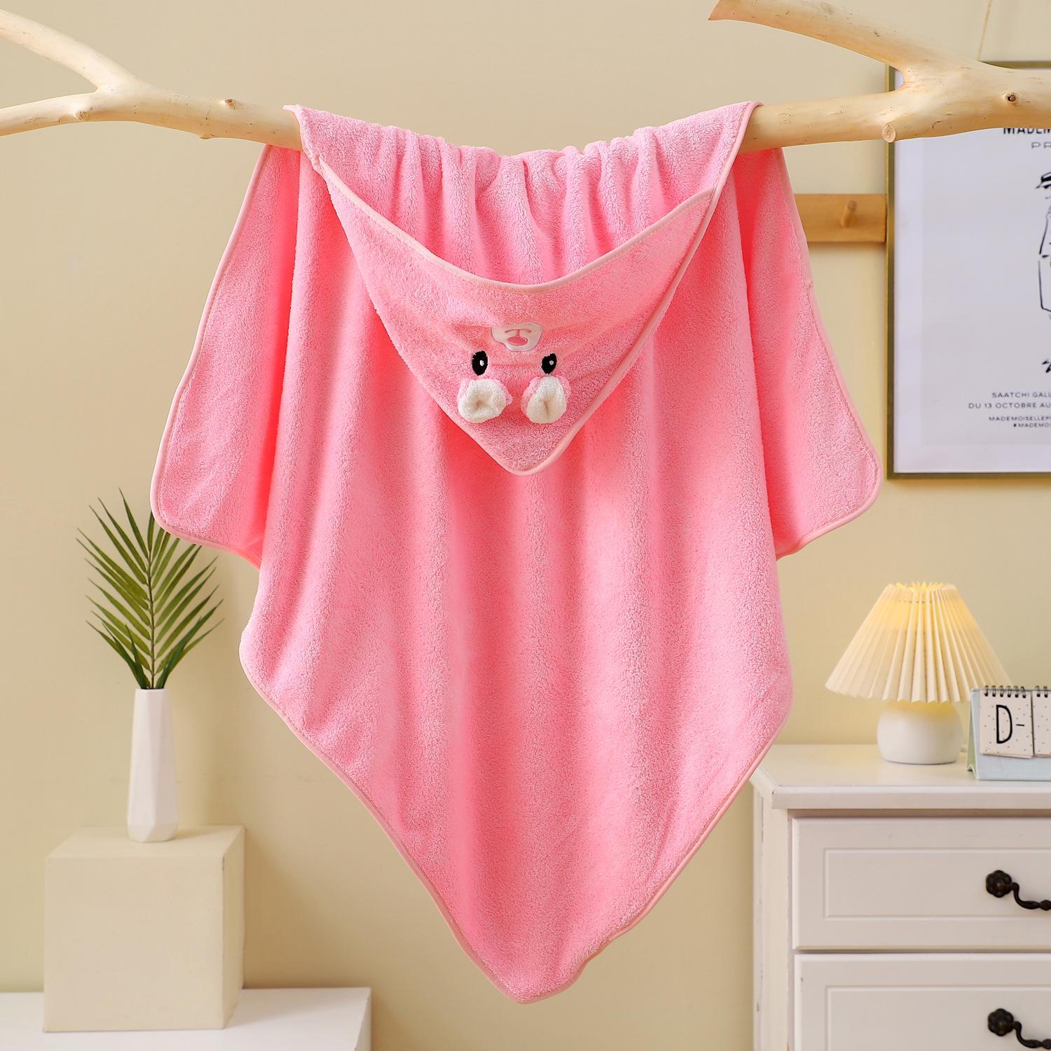 

Детское одеяло из флиса кораллового цвета высокой плотности с вышитой окантовкой, впитывающее влагу с рисунком из мультфильмов, банное полотенце 80x80 80*80 розовый