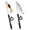 Retractable Cat Teaser Wand Interactive Fishing Rod Toy with Feather Fish Lure Durable Play Pole for Kittens Cats