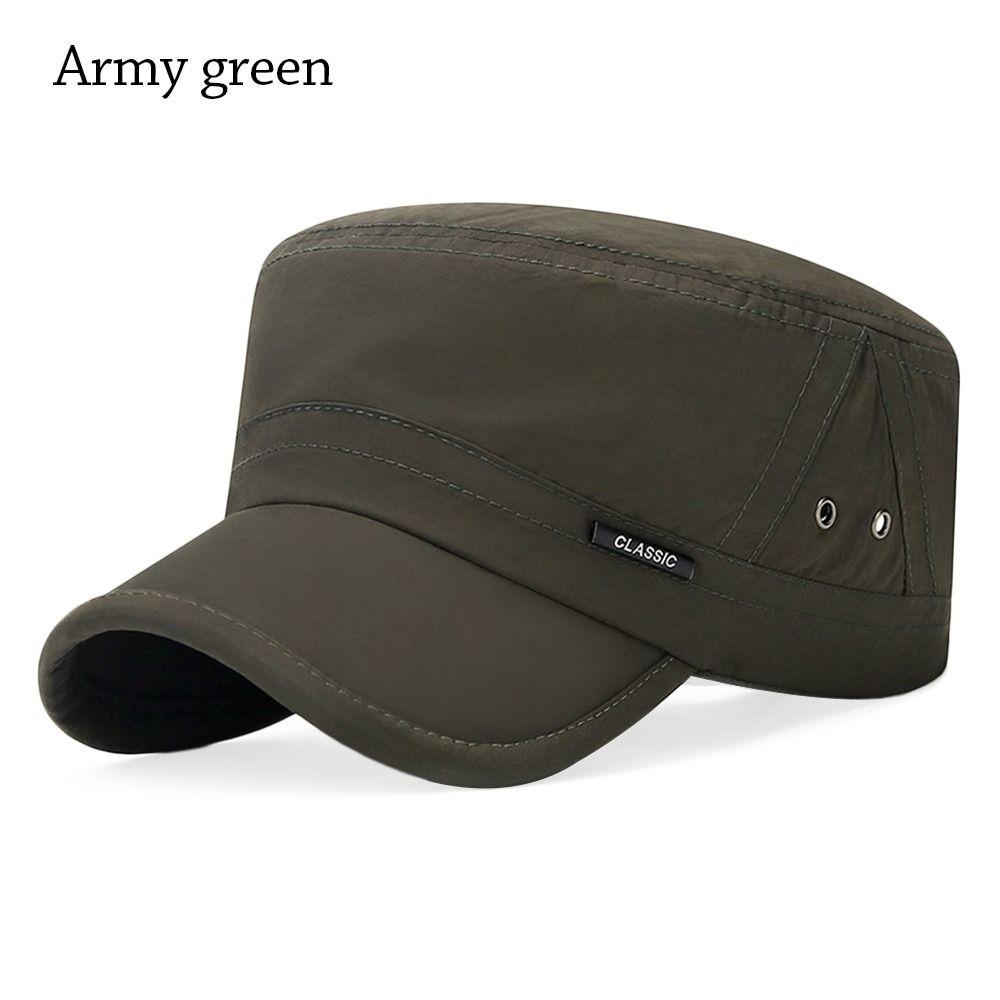

Регулируемая кадетская шляпа, дышащая кепка с плоским верхом, весенне-летняя солнцезащитная шляпа для мужчин зелёный