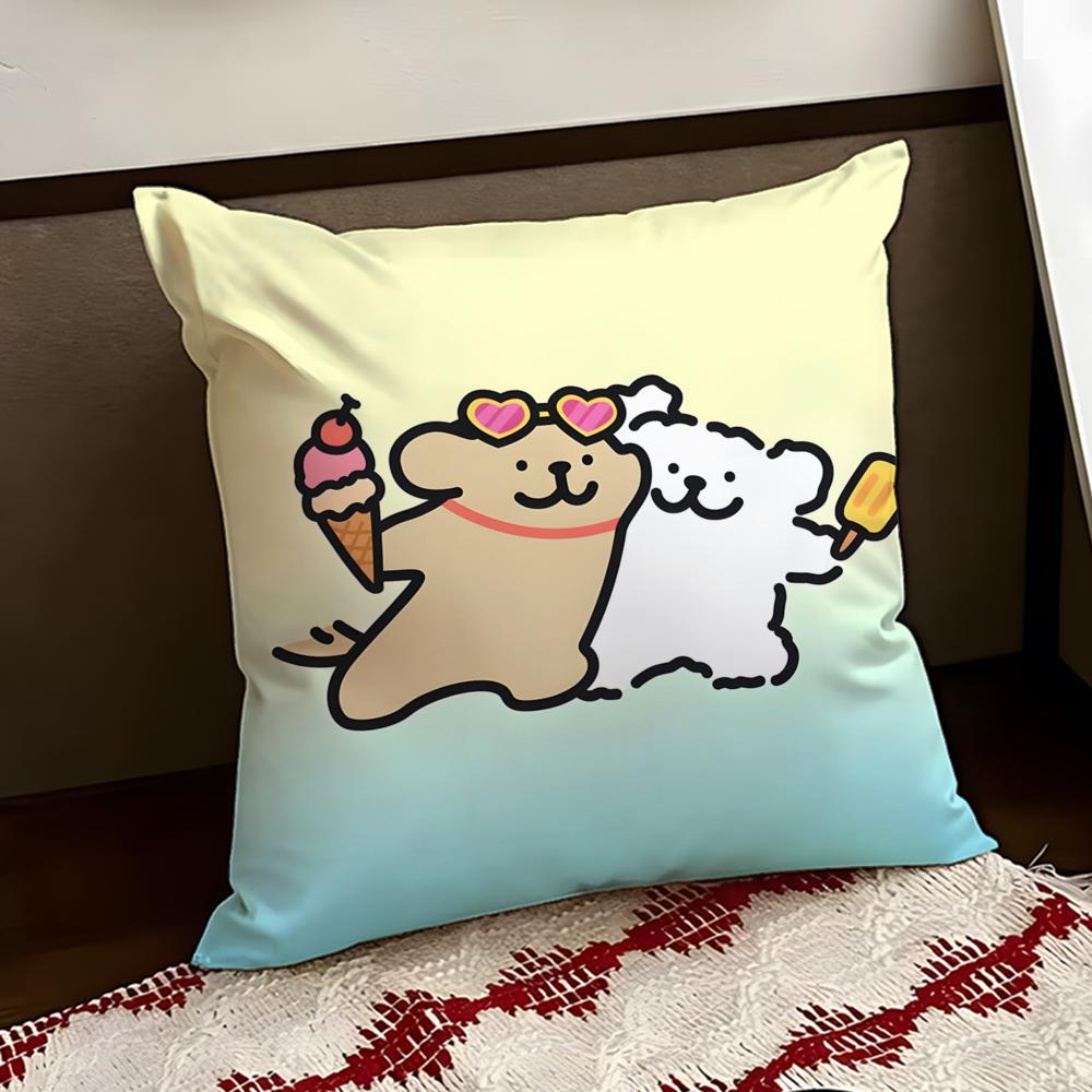 Cute LLine PPuppy Cushion Cover Reversible Soft Durable Pillow Cover Home Car MultiScene Use for Daily Comfort
