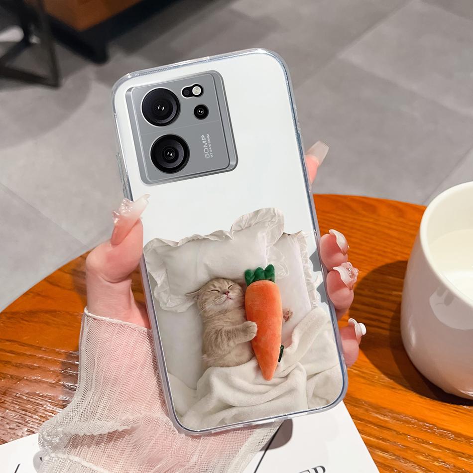 Clear Case For Xiaomi 13T Pro Soft TPU Silicone Cute Cartoon Back Cover For Xiaomi 13 T 13TPro Anti Drop Lightweight Phone Cases