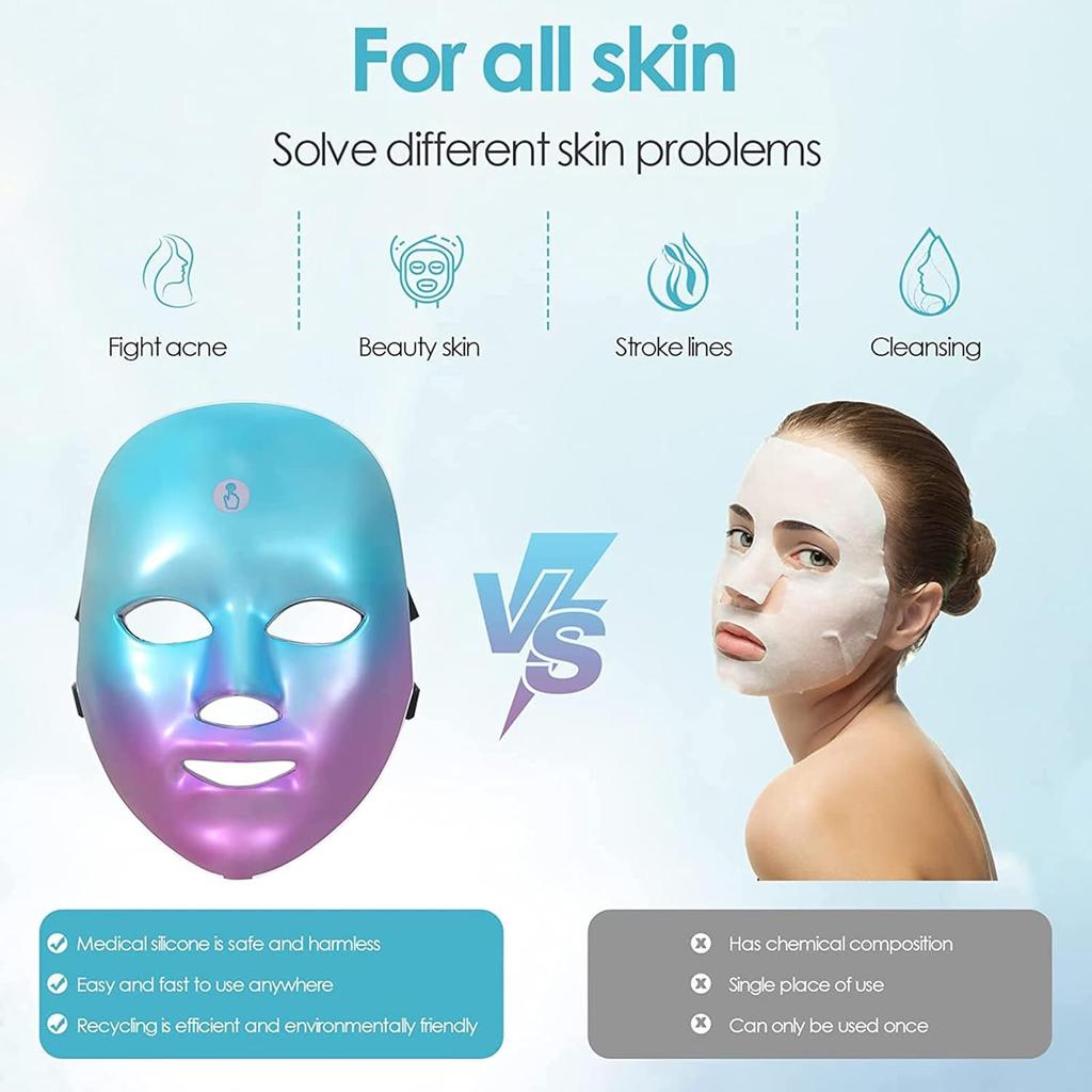 LED Photon & Professional LED Facial Mask - Daily Facial Care Accessory for Skin Wellness, Suitable for Home Daily Use
