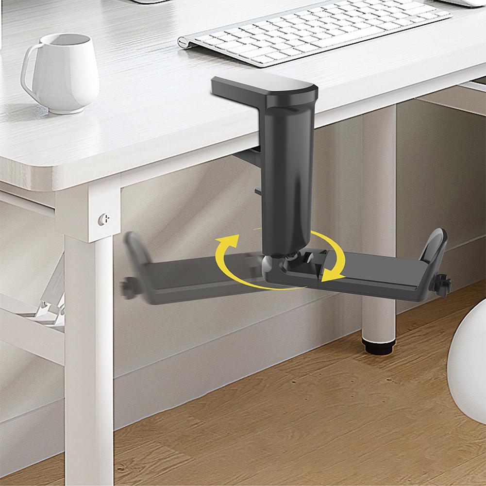 360 Rotating Punch-Free Table Side Headphone Hook Adjustable Headset Desk Hook Drilling Free Under Desk Headset Rack Support