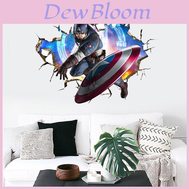 Vibrant 3d Superhero Avengers Wall Stickers Kids Cartoon Room Decor Removable Pvc Wallpaper