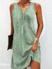 European and American Women's Floral Button A-line V-neck Sleeveless Dress, 2024 Fashion Trend.