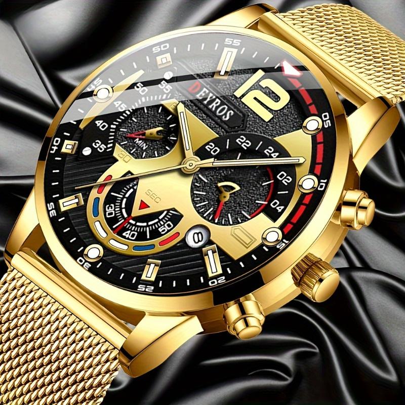 Business Men's Calendar Quartz Wristwatches Fashion Mens Mesh Strap Watch,ideal Choice for Gifts To Men